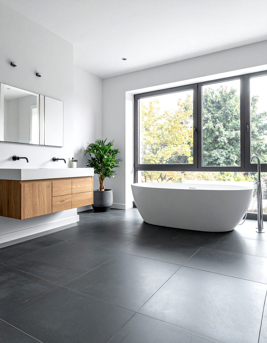 Charcoal floor white walls - 30 charcoal bathroom ideas