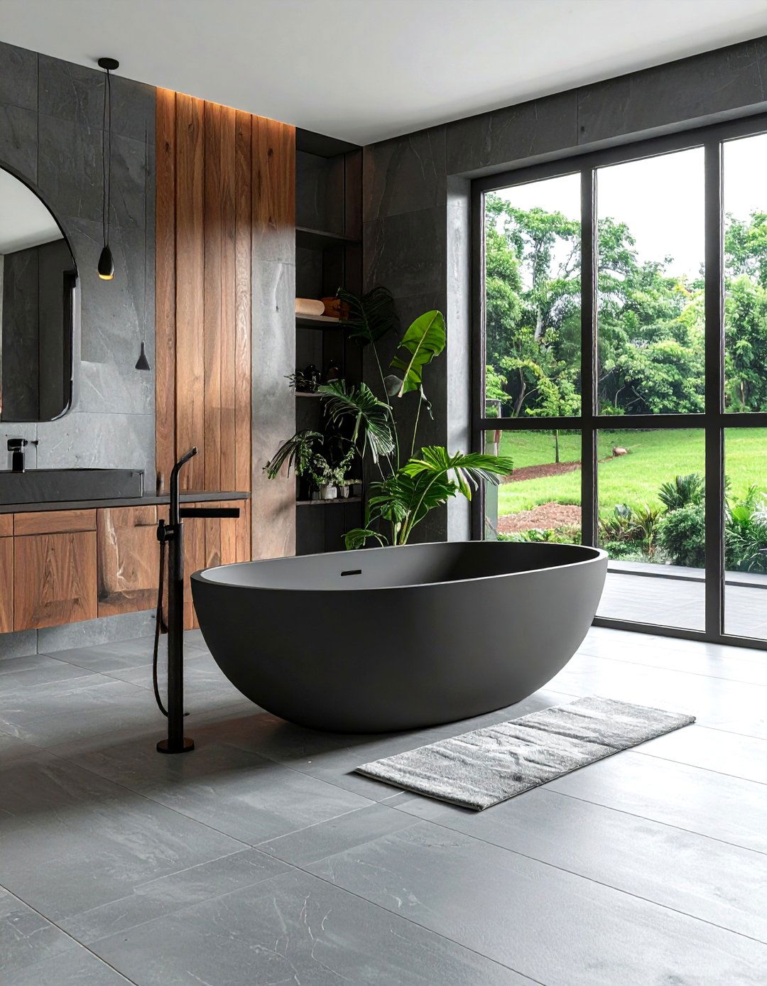 Charcoal freestanding bathtub - 30 charcoal bathroom ideas