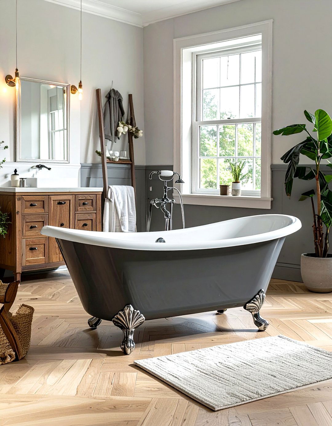Charcoal gray clawfoot tub - 30 dark gray bathroom ideas