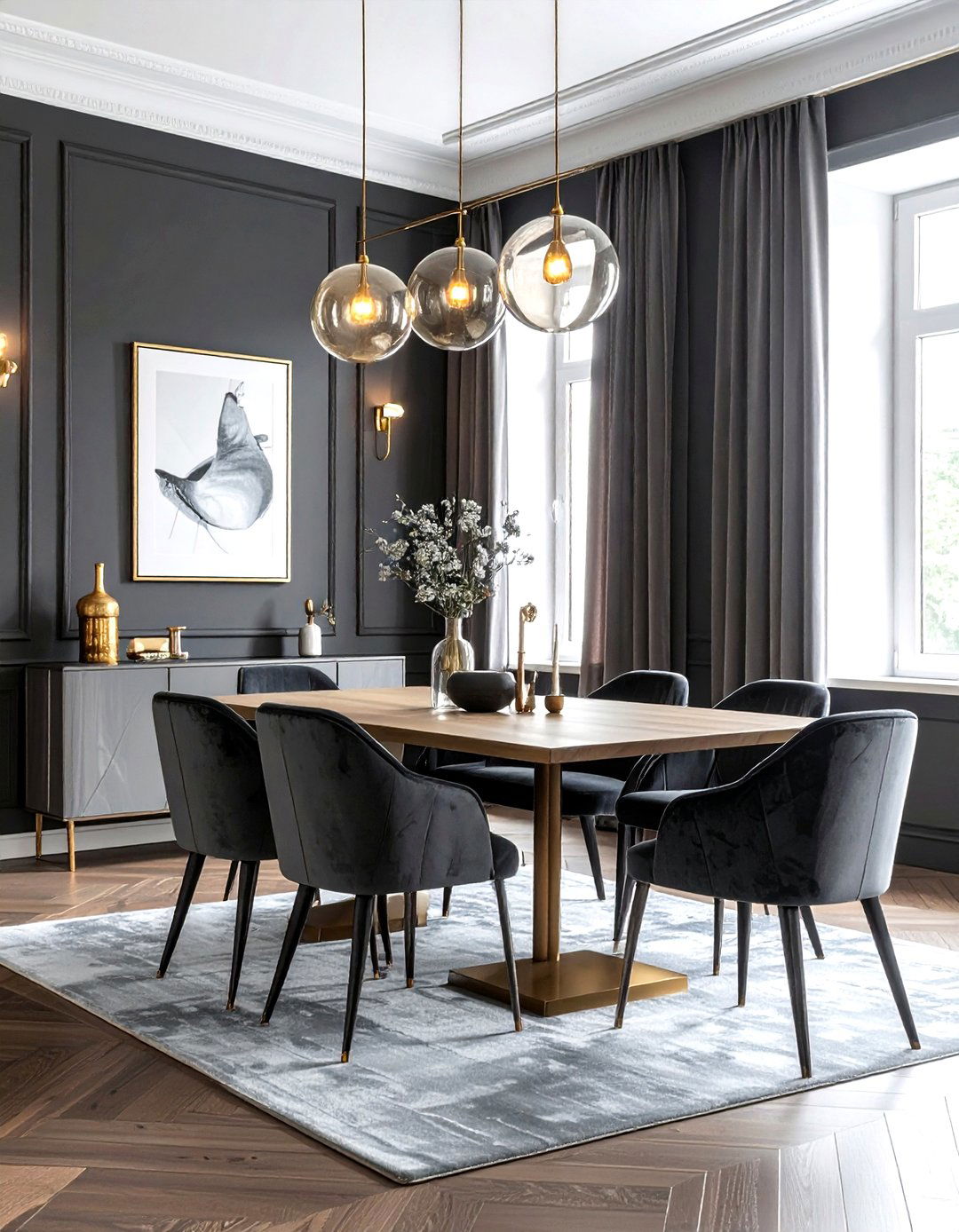 Charcoal gray dining room - 30 gray dining room design ideas