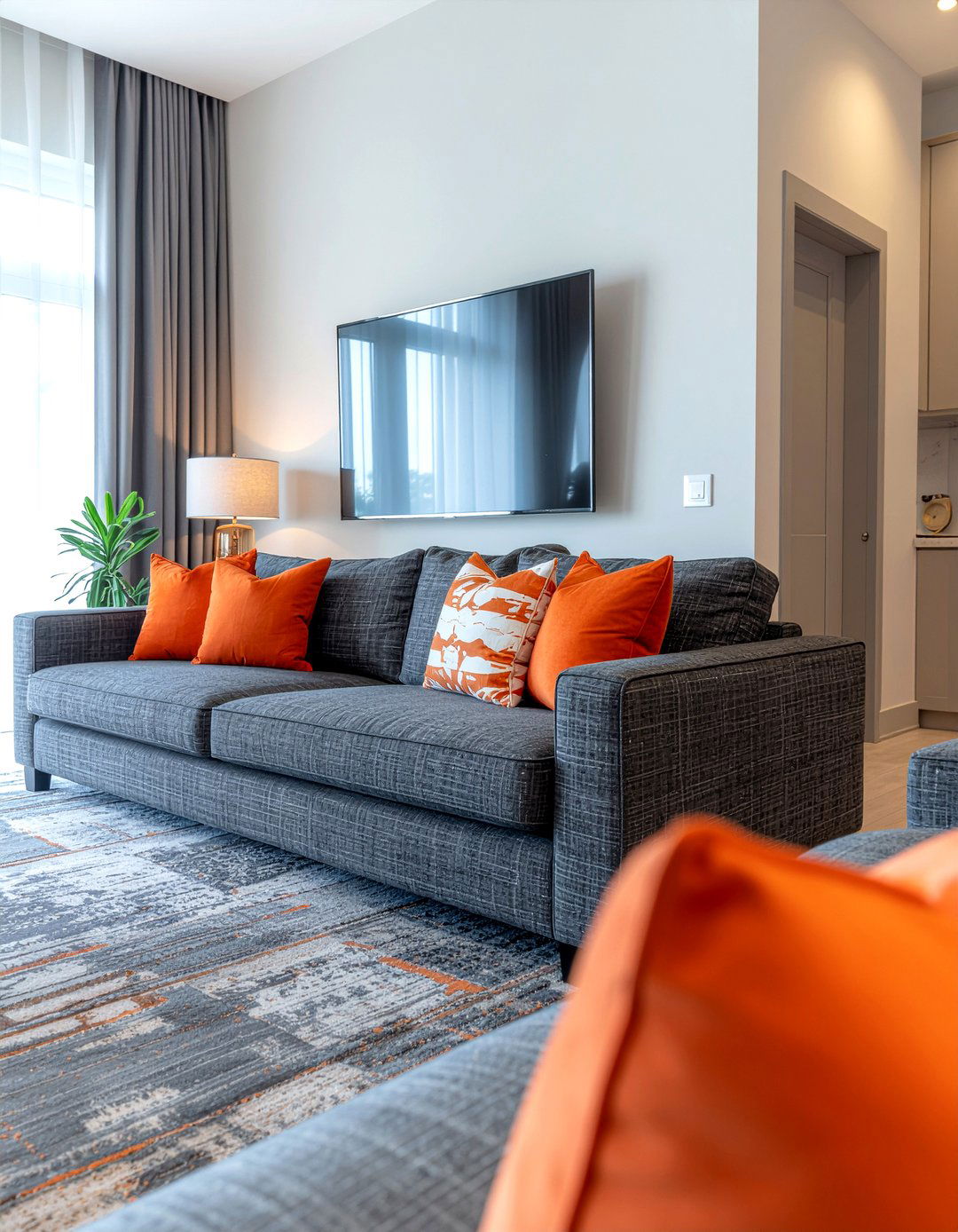 Charcoal gray fabric sofa - 30 fabric sofa living room ideas