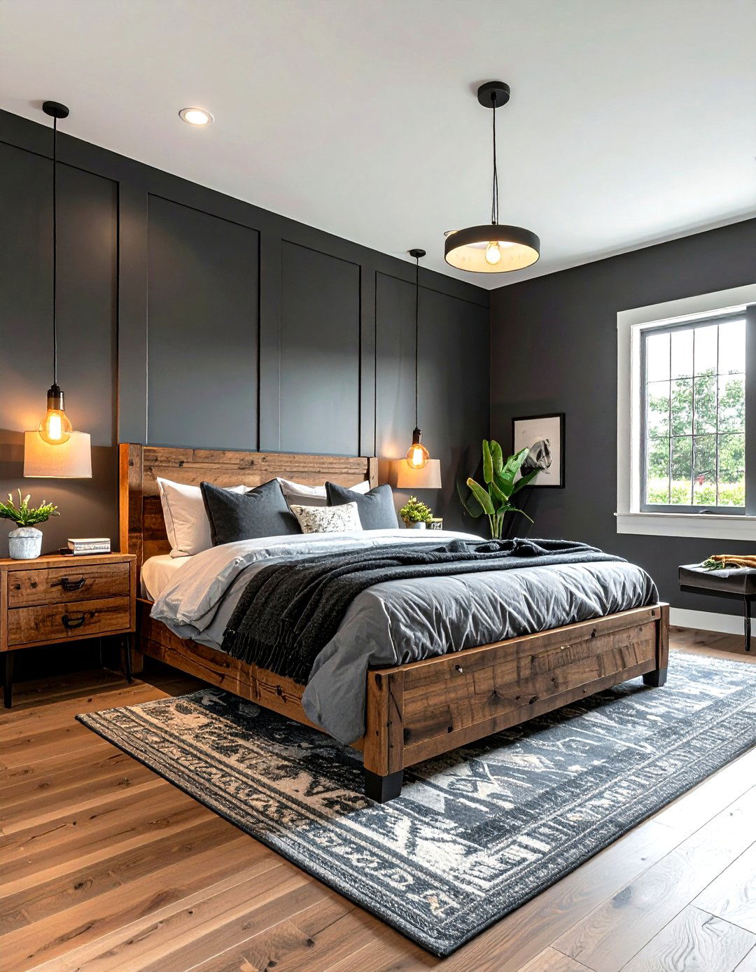 Charcoal gray farmhouse bedroom - 30 farmhouse gray bedroom ideas