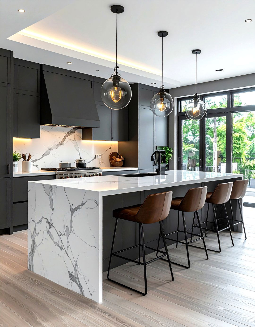 Charcoal gray kitchen island - 30 gray kitchen decor ideas