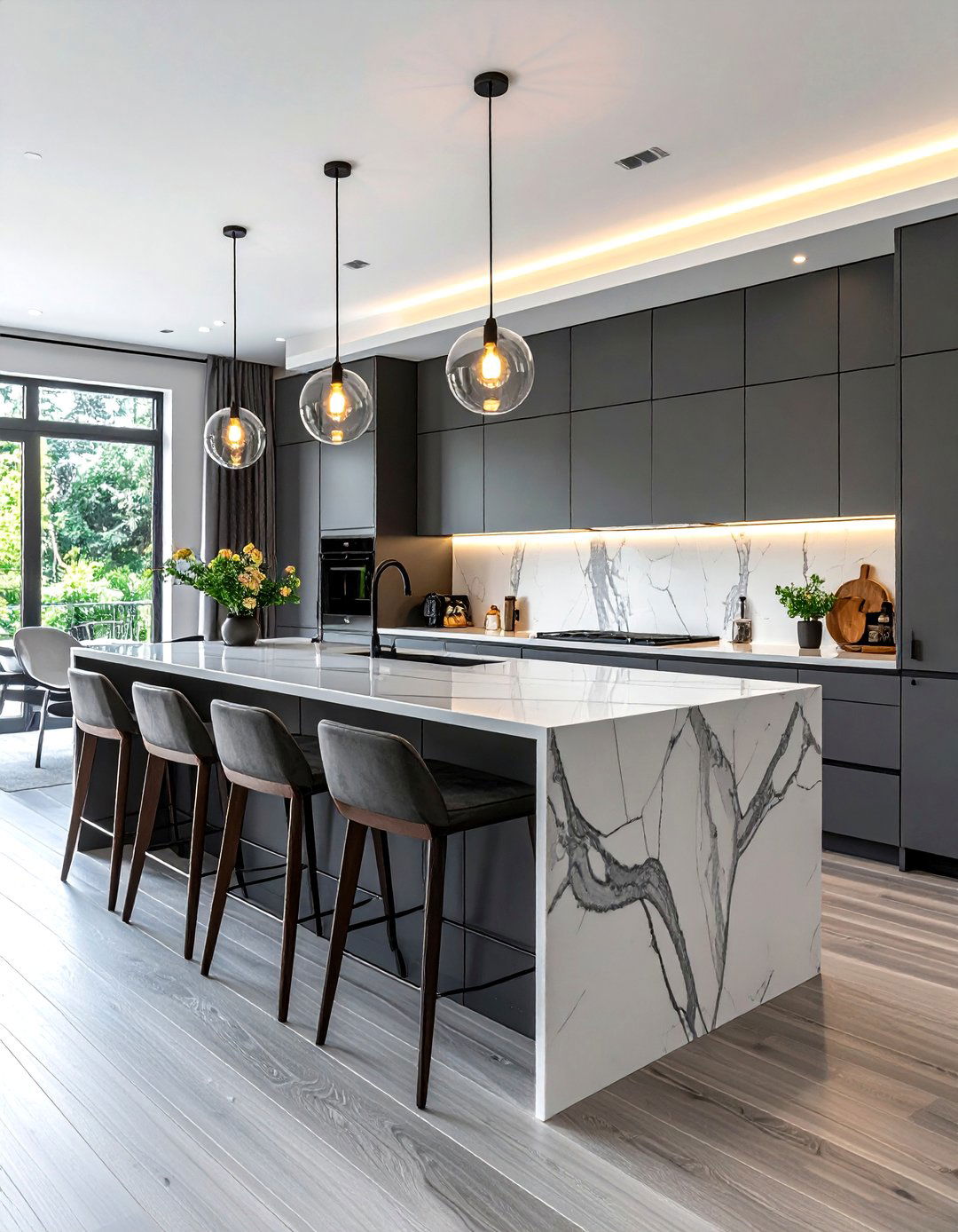 Charcoal gray kitchen island - 30 cool gray kitchen ideas