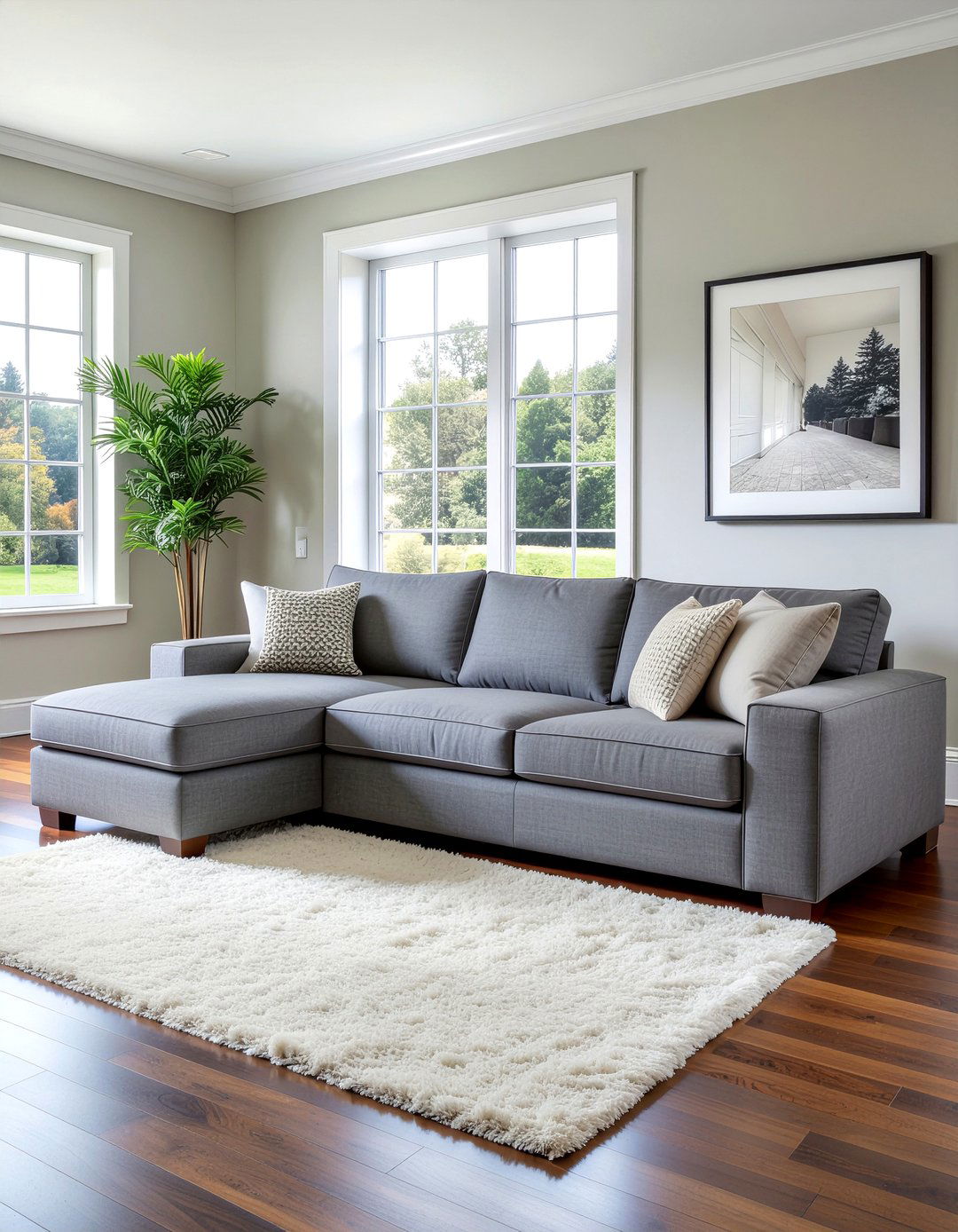 Charcoal gray plush sectional - 30 living room pit sofa ideas