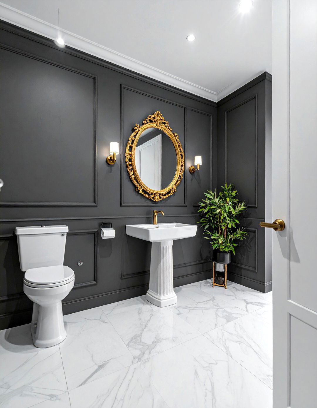 Charcoal gray powder room - 30 dark gray bathroom ideas
