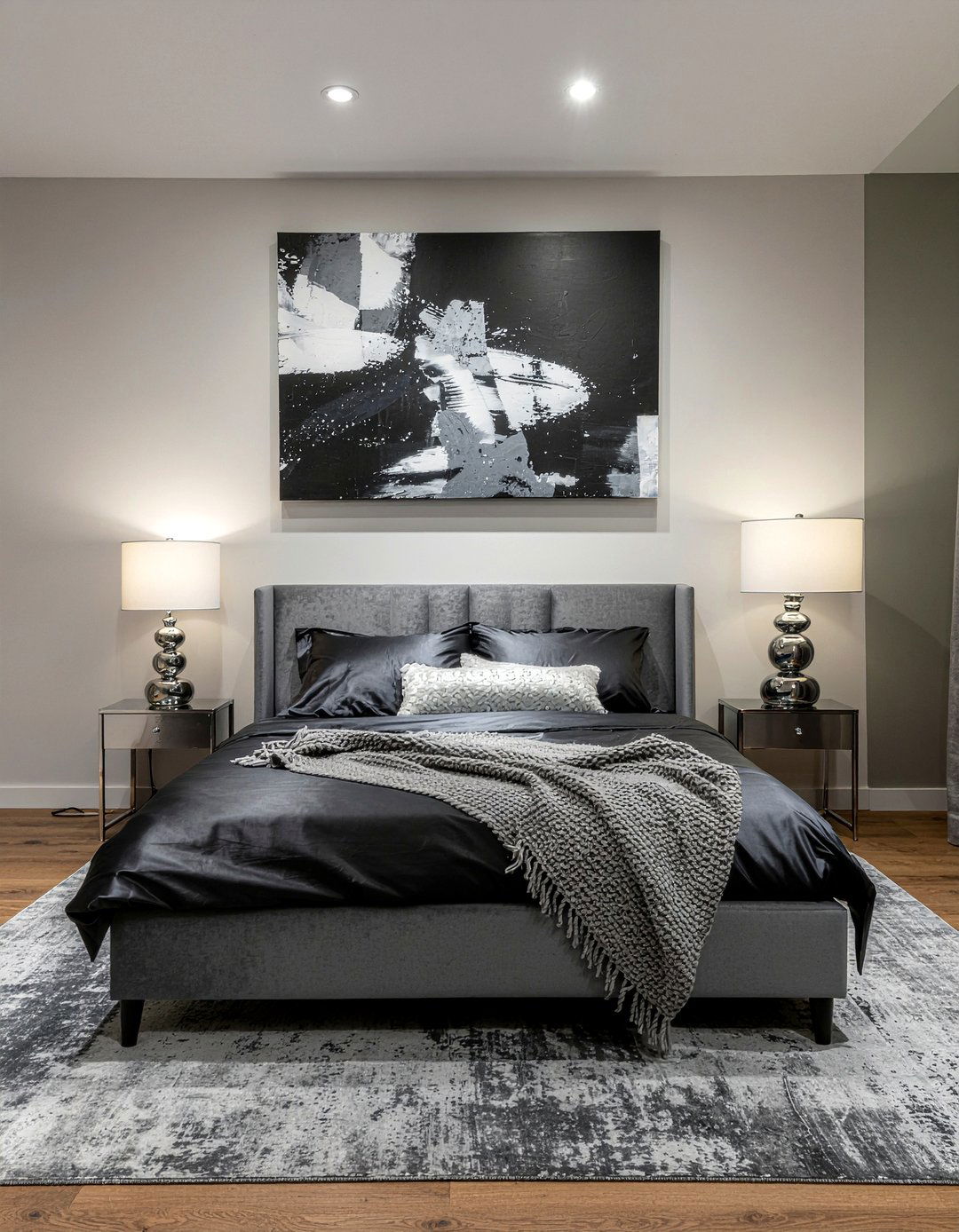 Charcoal gray satin bedding - 30 bedroom satin bedding ideas