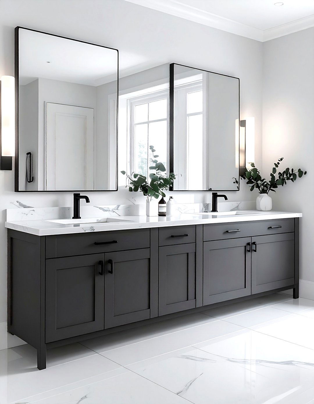Charcoal gray vanity - 30 gray bathroom decor ideas