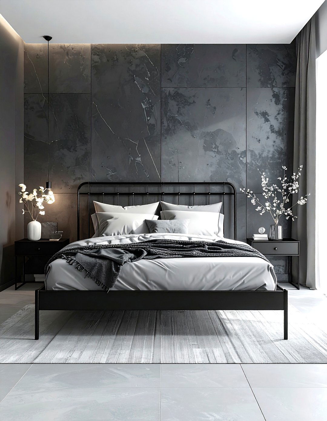 Charcoal grey accent wall bedroom - 30 minimalist grey bedroom ideas