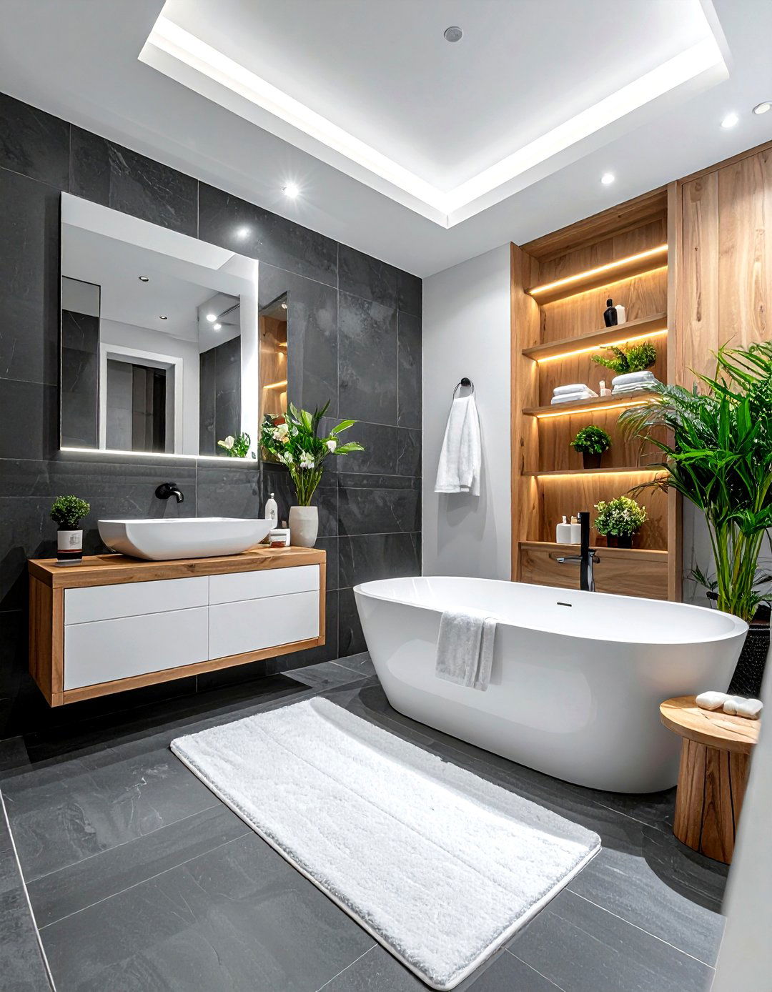 Charcoal grey and white bathroom - 30 grey and white bathroom ideas