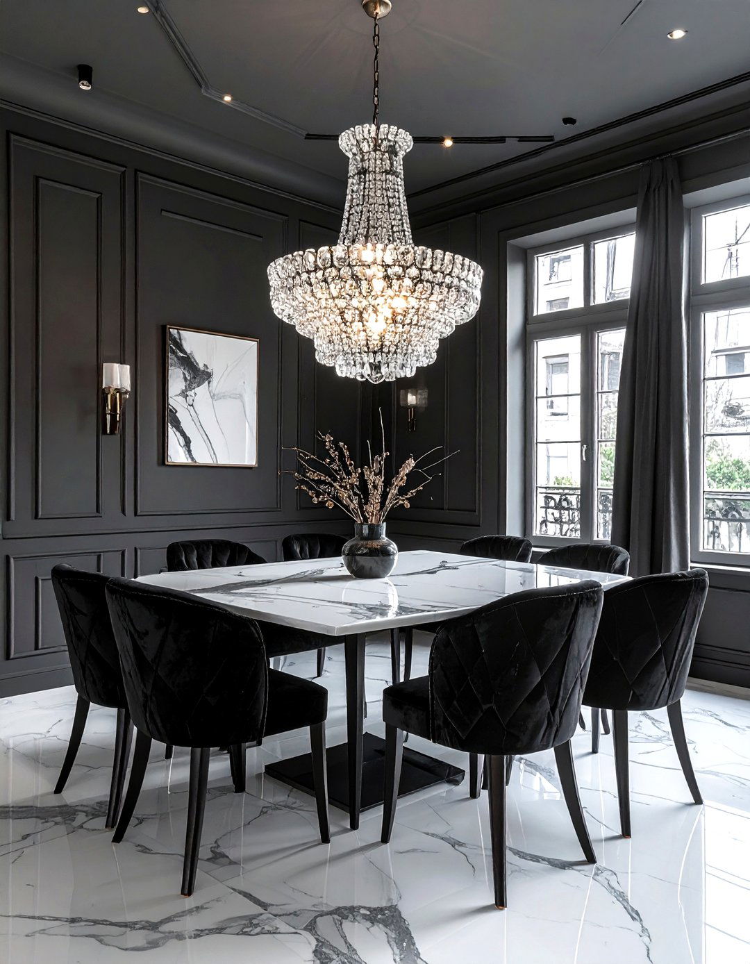 Charcoal grey dining room - 30 dining room accent color ideas