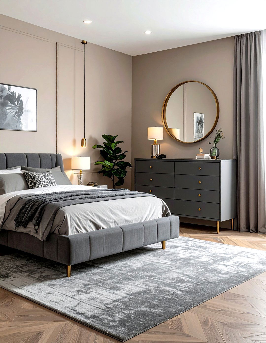Charcoal grey dresser - 30 grey bedroom furniture ideas