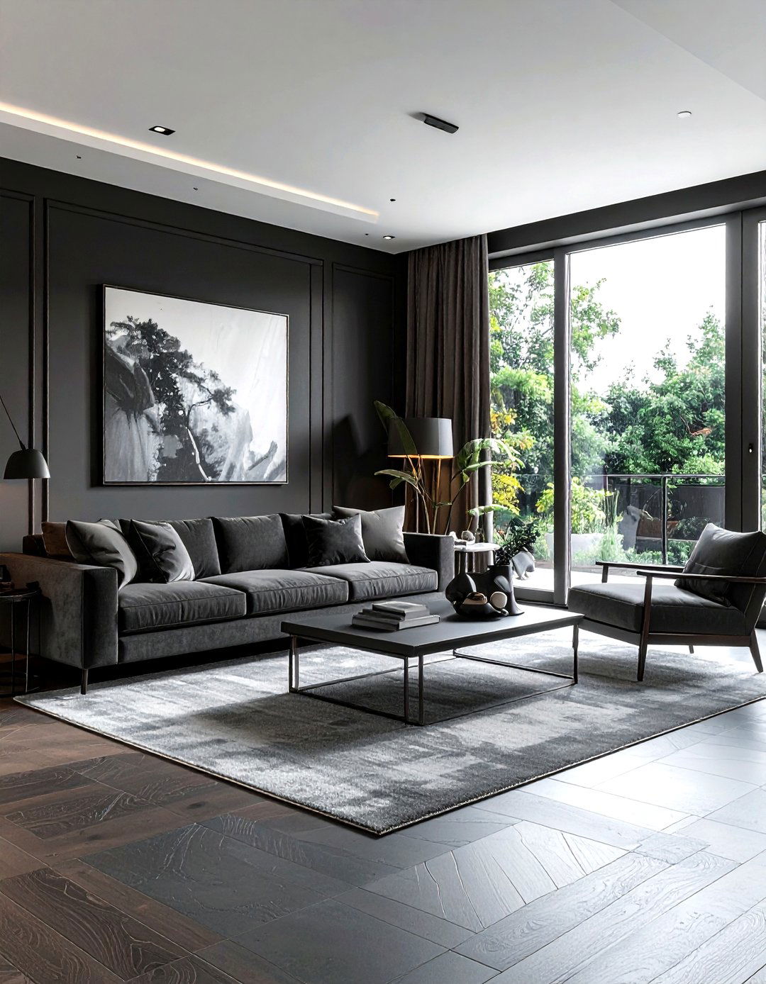 Charcoal grey living room - 30 minimalist grey living room ideas
