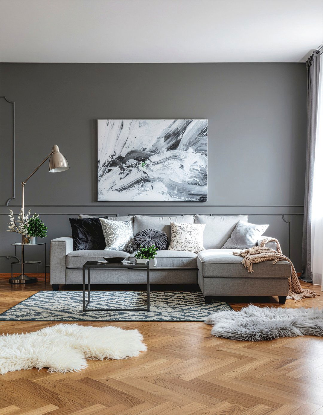 Charcoal grey stripe wallpaper - 30 living room striped wallpapers