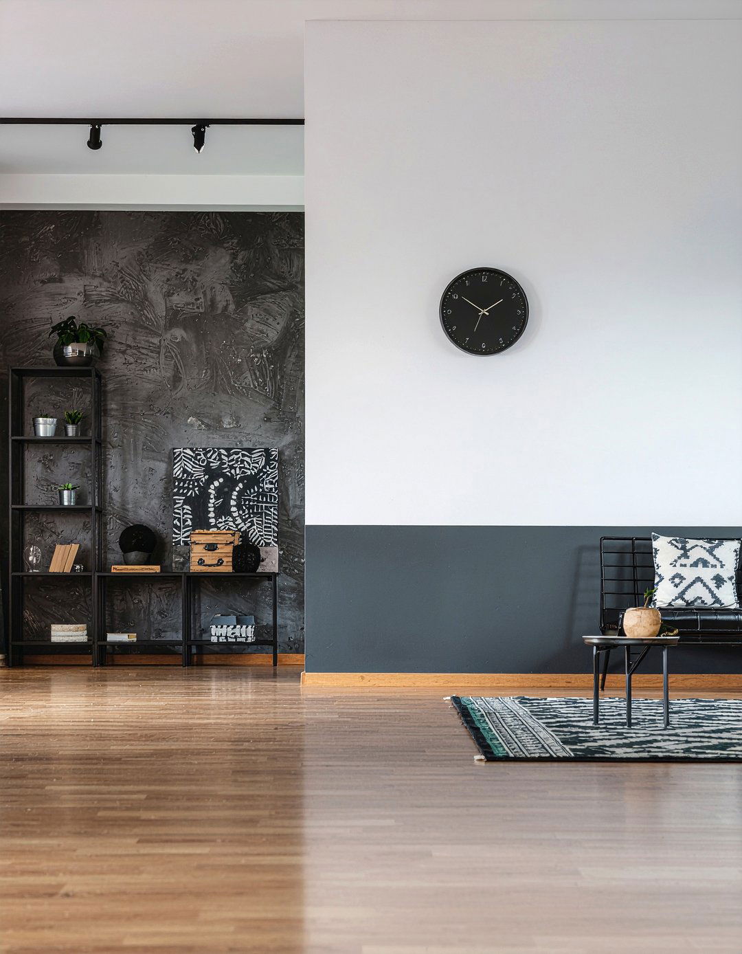 Charcoal half painted wall - 30 living room half painted walls