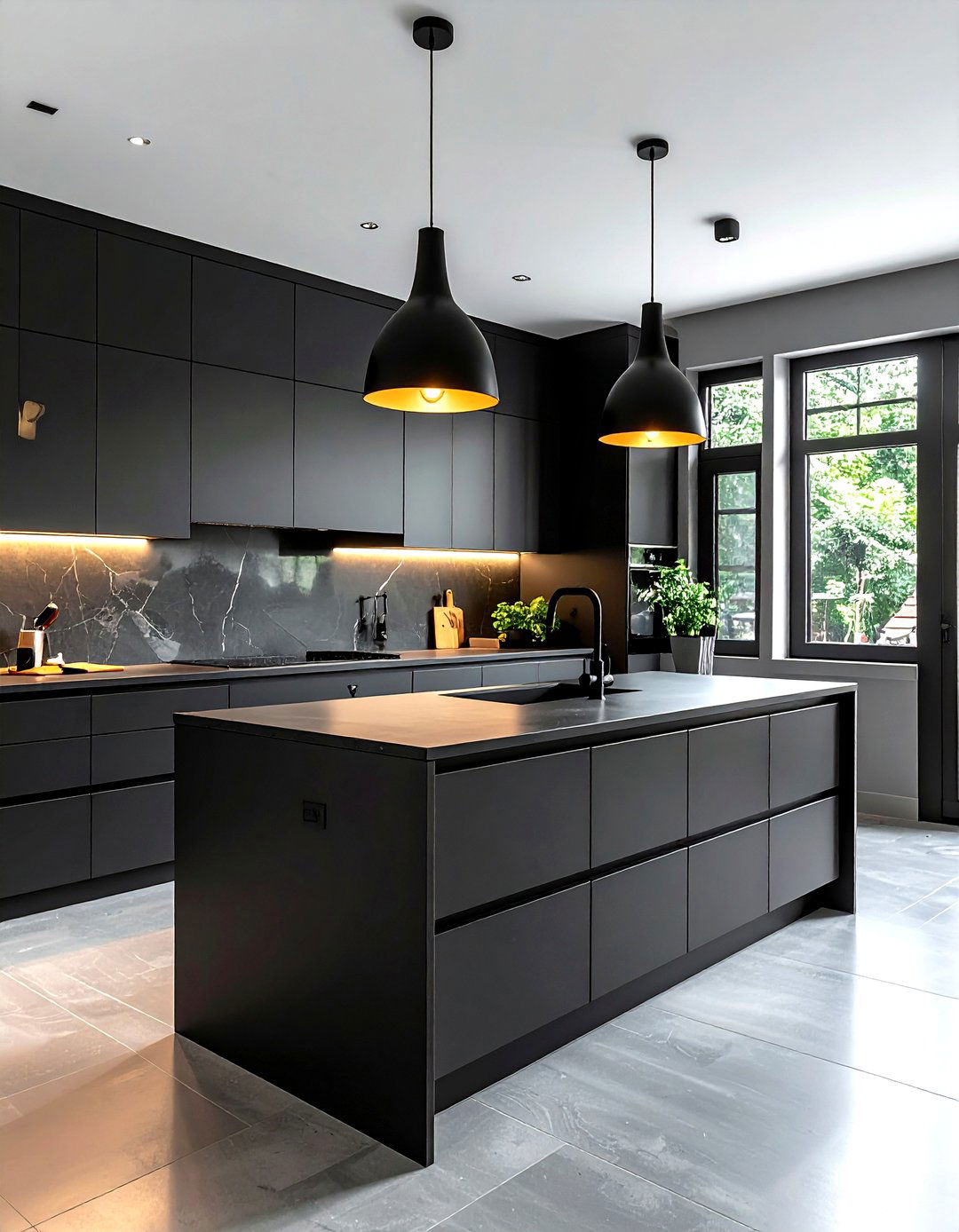 Charcoal kitchen with black hardware - 30 dark charcoal kitchen ideas