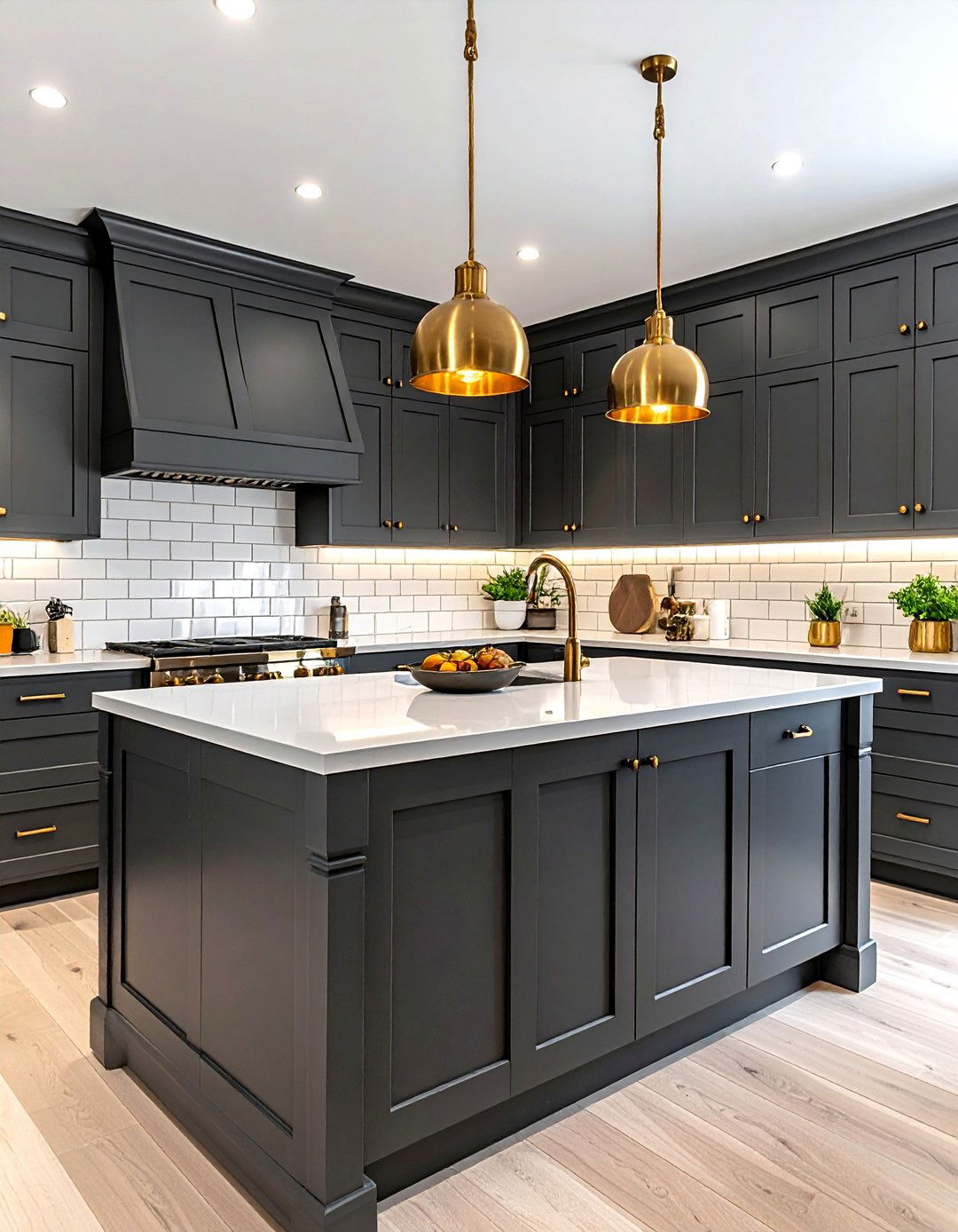 Charcoal kitchen with brass accents - 30 charcoal kitchen color schemes