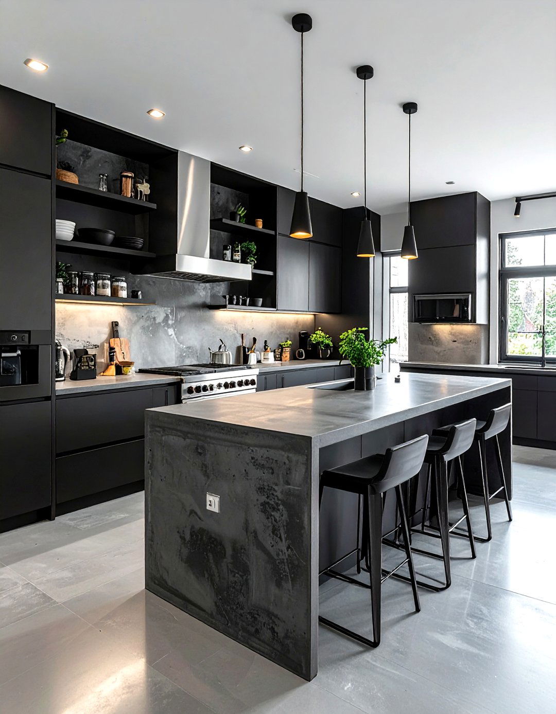 Charcoal kitchen with concrete countertops - 30 charcoal kitchen color schemes