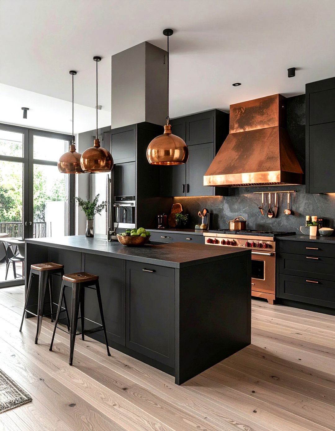 Charcoal kitchen with copper finishes - 30 charcoal kitchen color schemes