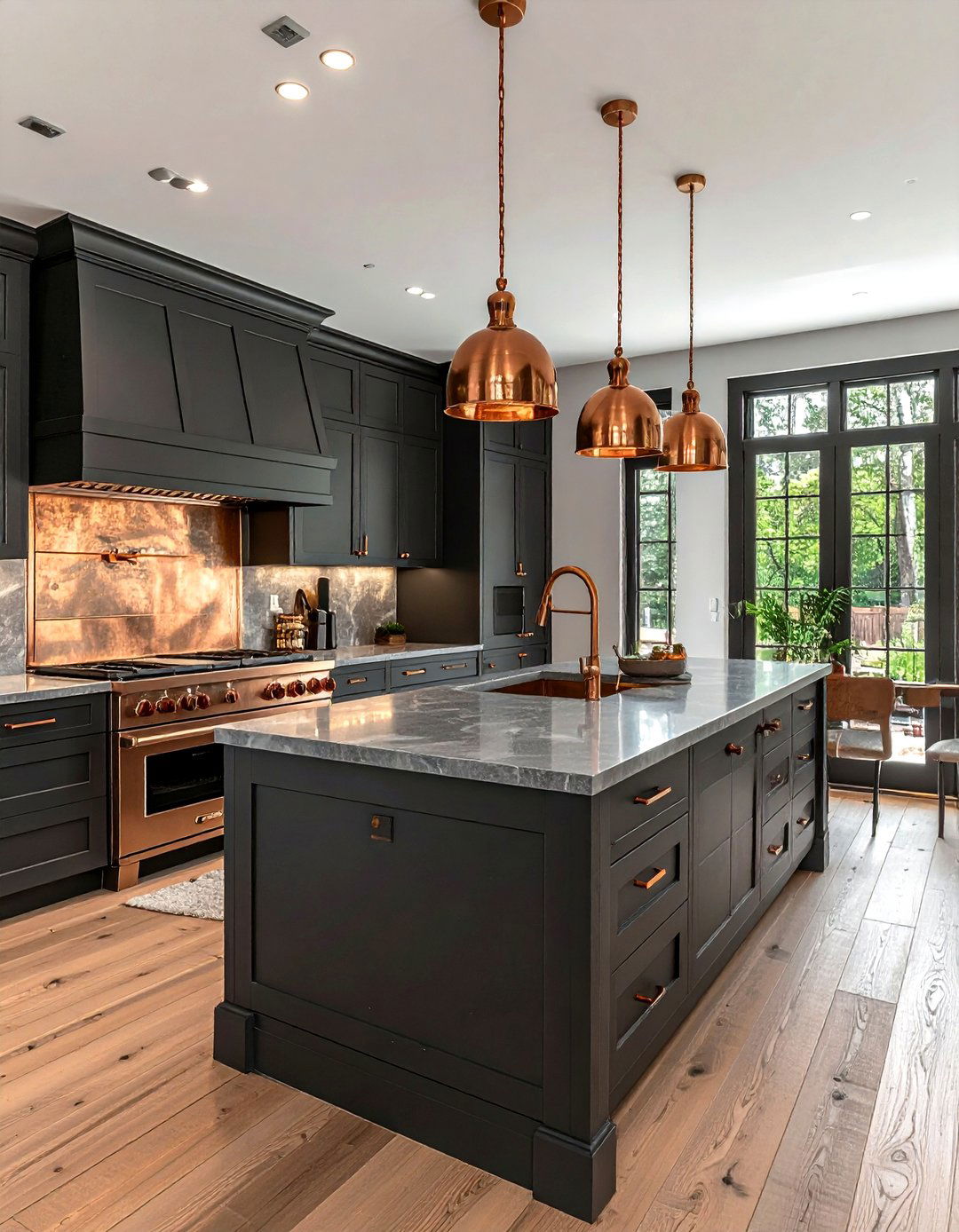 Charcoal kitchen with copper fixtures - 30 dark charcoal kitchen ideas