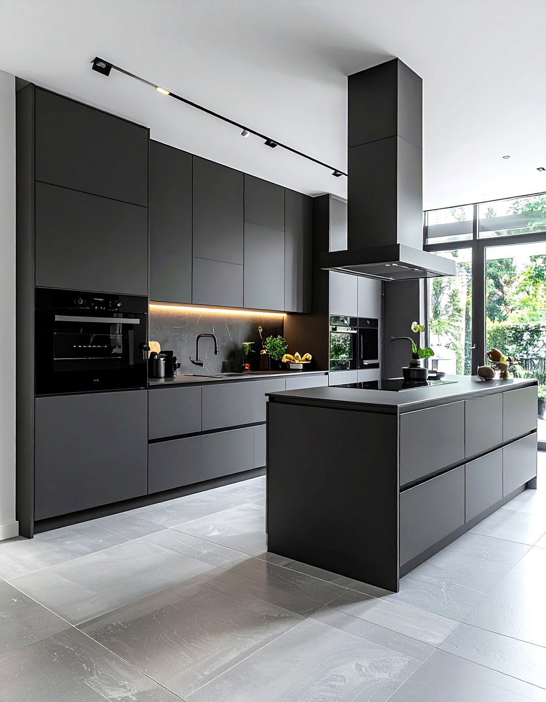 Charcoal kitchen with floor to ceiling cabinets - 30 dark charcoal kitchen ideas