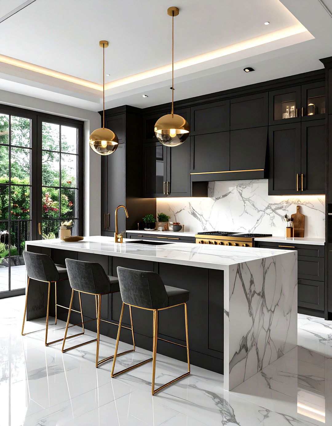 Charcoal kitchen with gold accents - 30 dark charcoal kitchen ideas