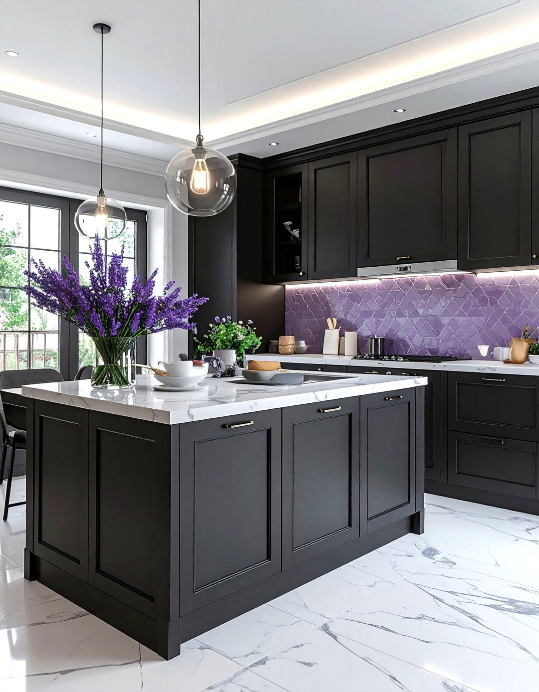 Charcoal kitchen with lavender accents - 30 charcoal kitchen color schemes