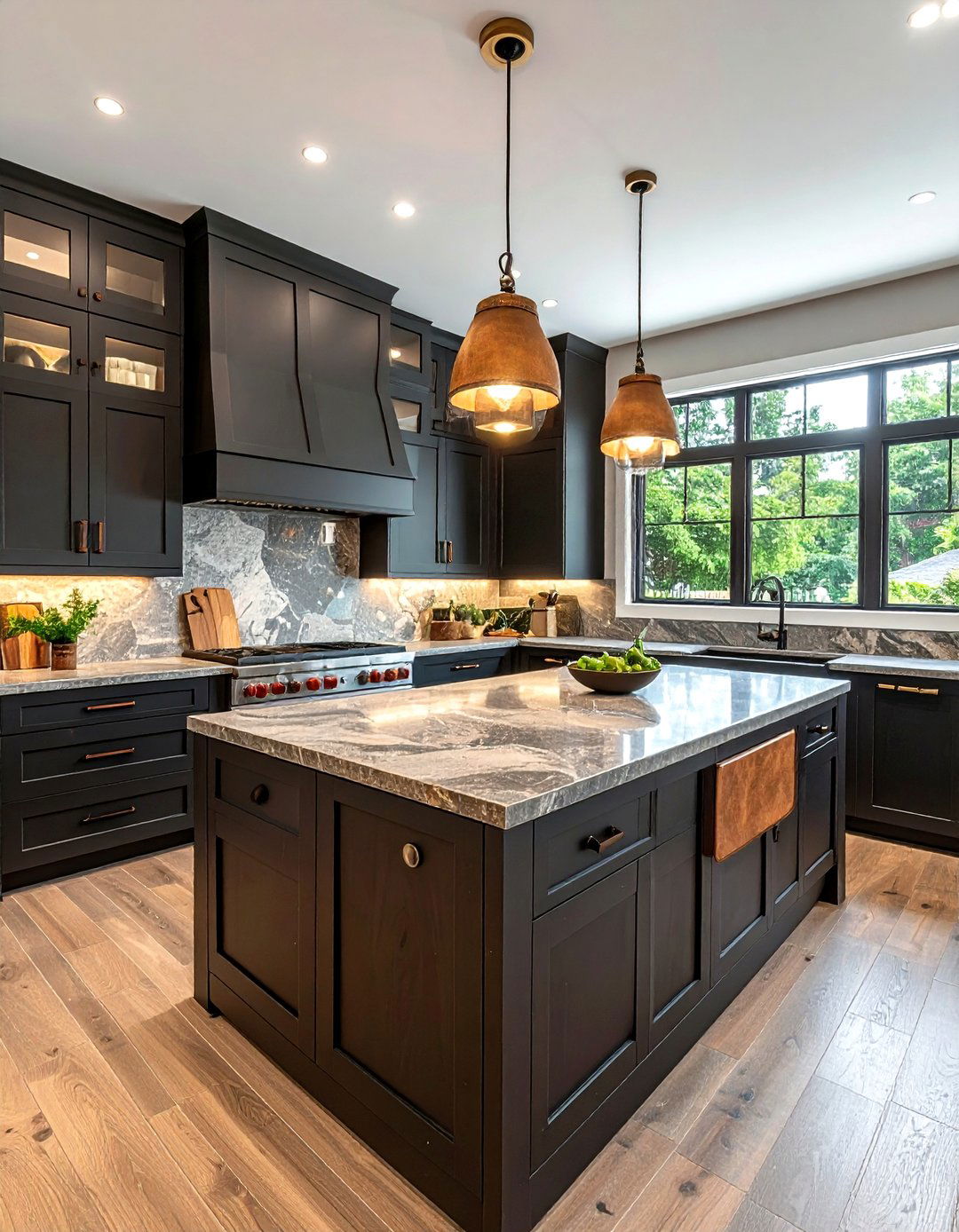 Charcoal kitchen with leather pulls - 30 charcoal kitchen color schemes