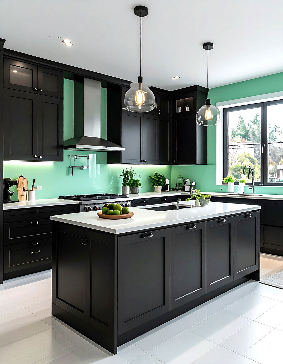 Charcoal kitchen with mint green - 30 charcoal kitchen color schemes