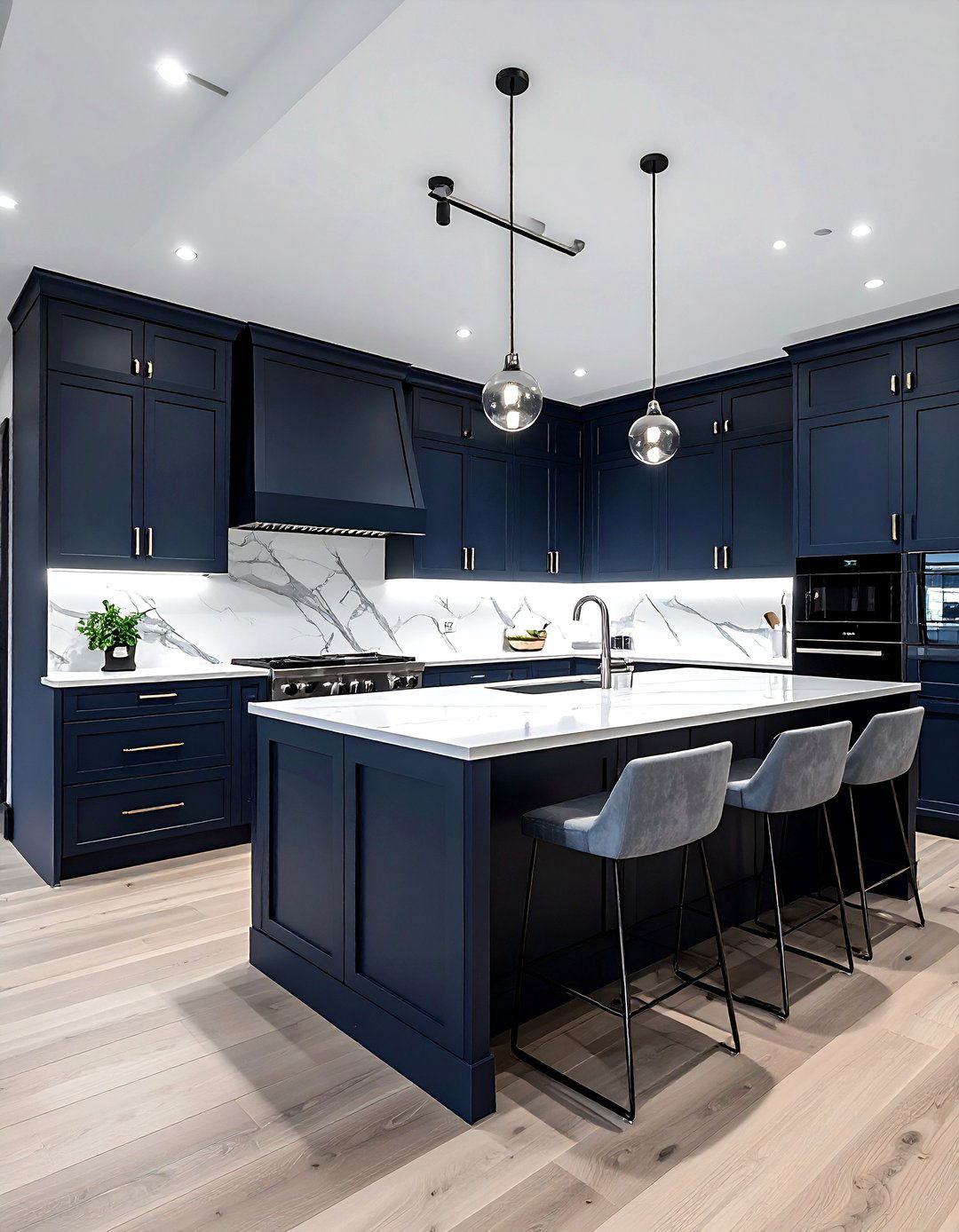 Charcoal kitchen with navy blue - 30 charcoal kitchen color schemes