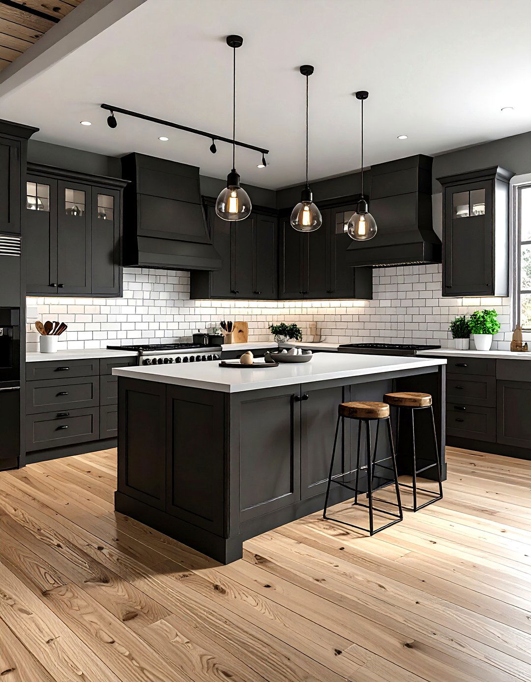 Charcoal kitchen with subway tile - 30 dark charcoal kitchen ideas