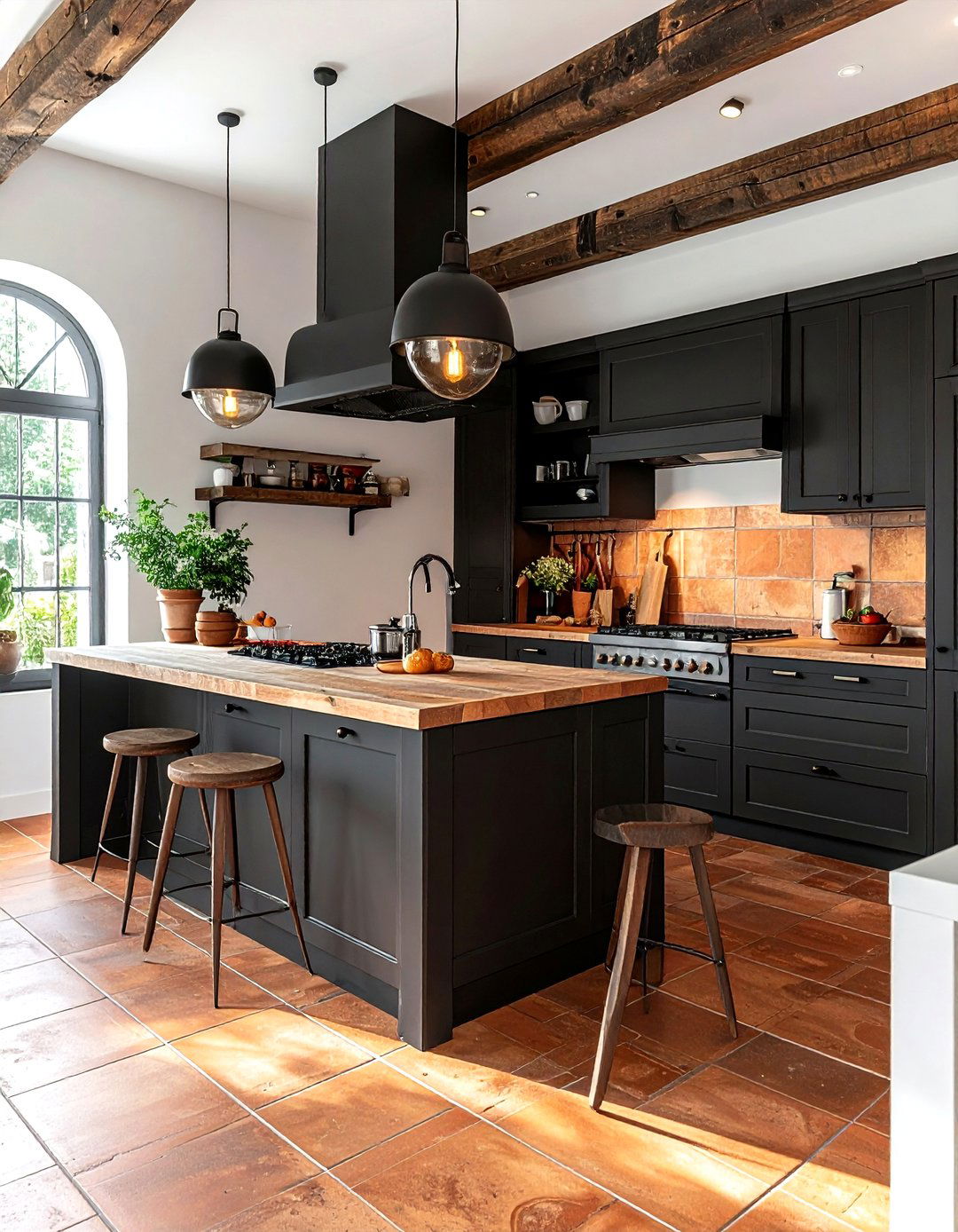 Charcoal kitchen with terracotta tiles - 30 charcoal kitchen color schemes