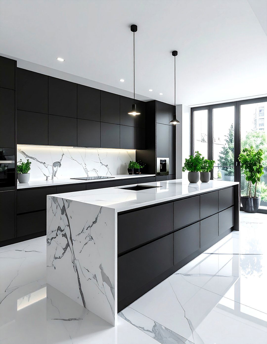 Charcoal kitchen with white marble - 30 charcoal kitchen color schemes