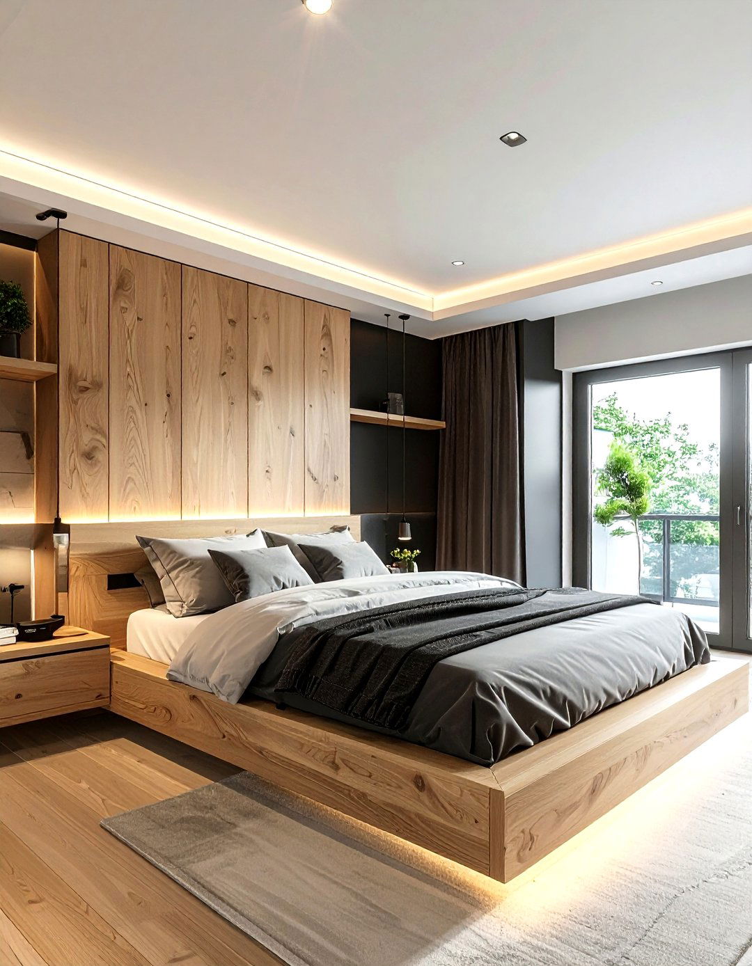 Charcoal light wood bedroom - 30 dark charcoal bedroom ideas