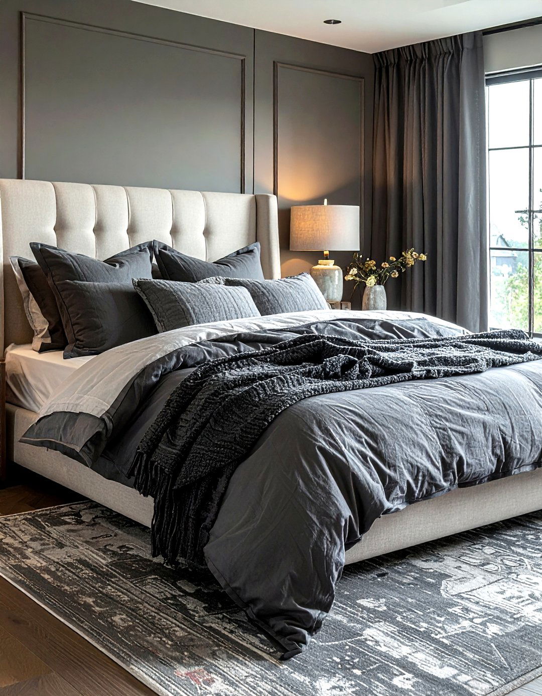 Charcoal linen bedding - 30 charcoal decor ideas