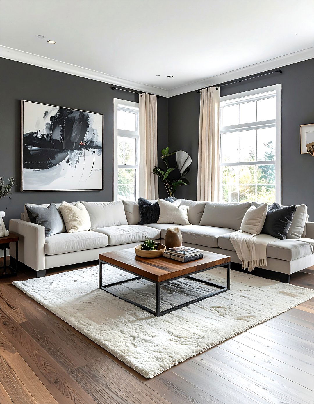 Charcoal living room - 30 gray decor ideas