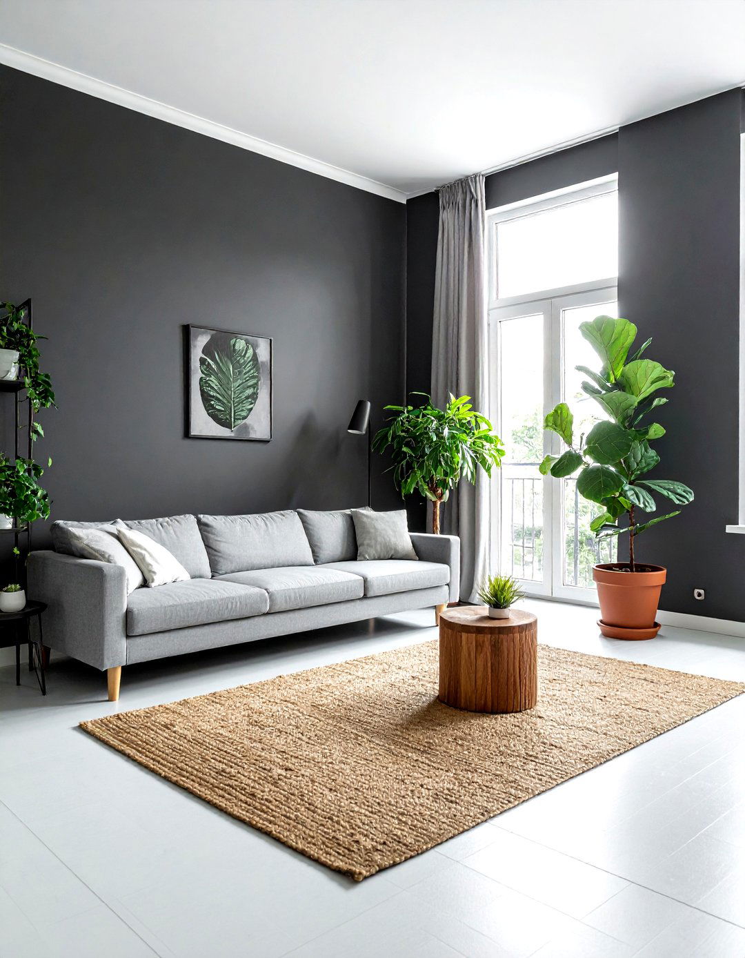 Charcoal living room indoor plants - 30 dark charcoal living room ideas