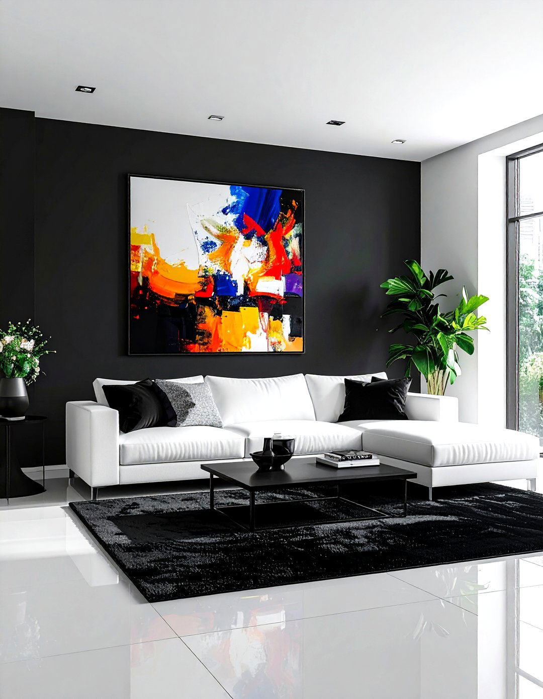 Charcoal living room oversized art - 30 dark charcoal living room ideas