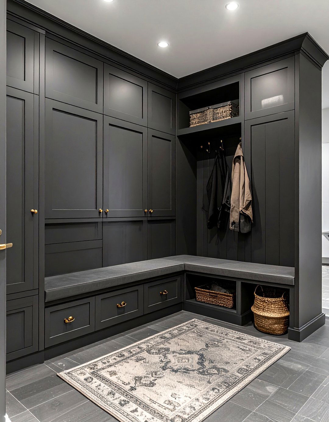 Charcoal mudroom cabinets - 30 charcoal decor ideas