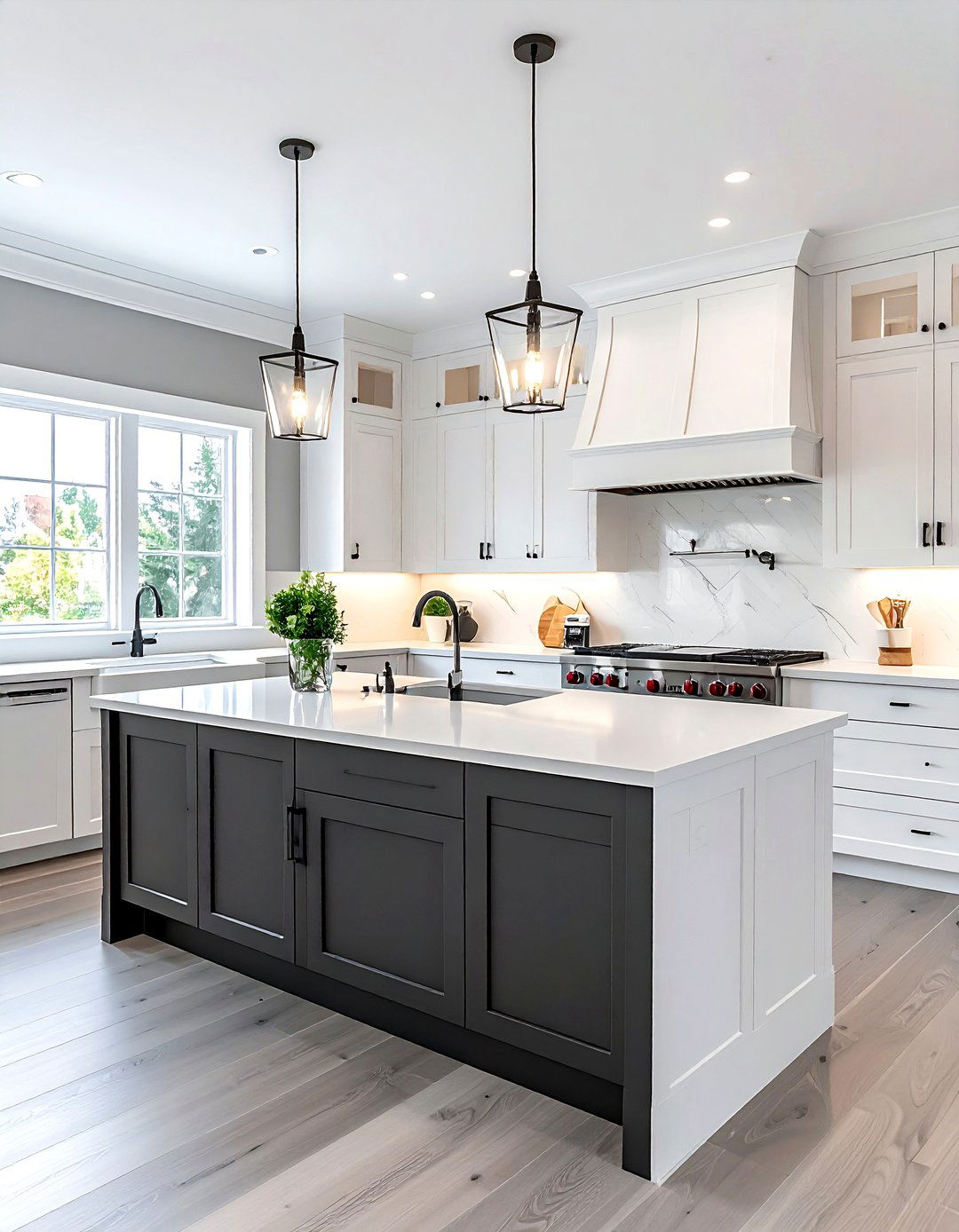 Charcoal shaker cabinets white kitchen - 30 charcoal and white kitchen ideas