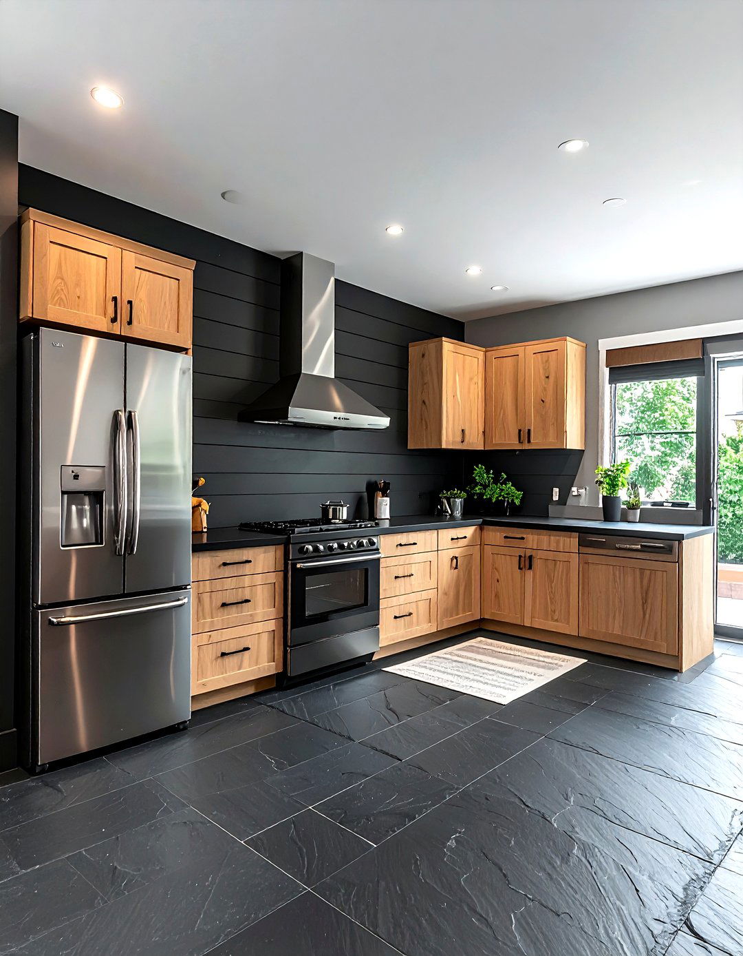 Charcoal shiplap wall - 30 kitchen shiplap ideas