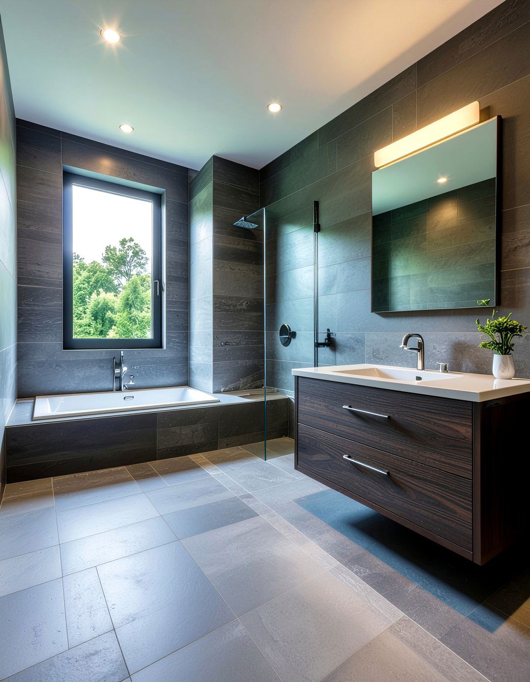 Charcoal slate bathroom - 30 slate tile bathroom ideas