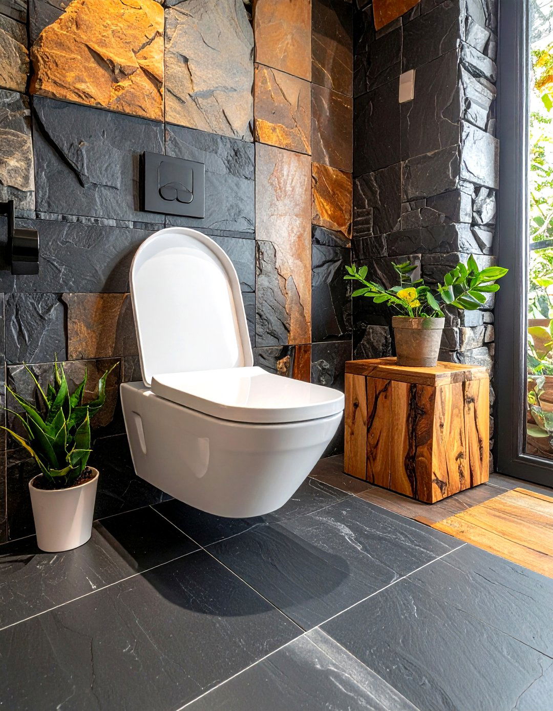 Charcoal slate bathroom floor - 30 charcoal bathroom ideas