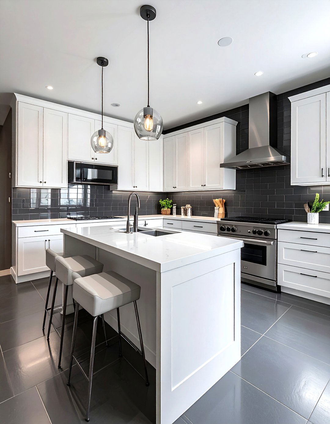 Charcoal subway tile white kitchen - 30 charcoal and white kitchen ideas