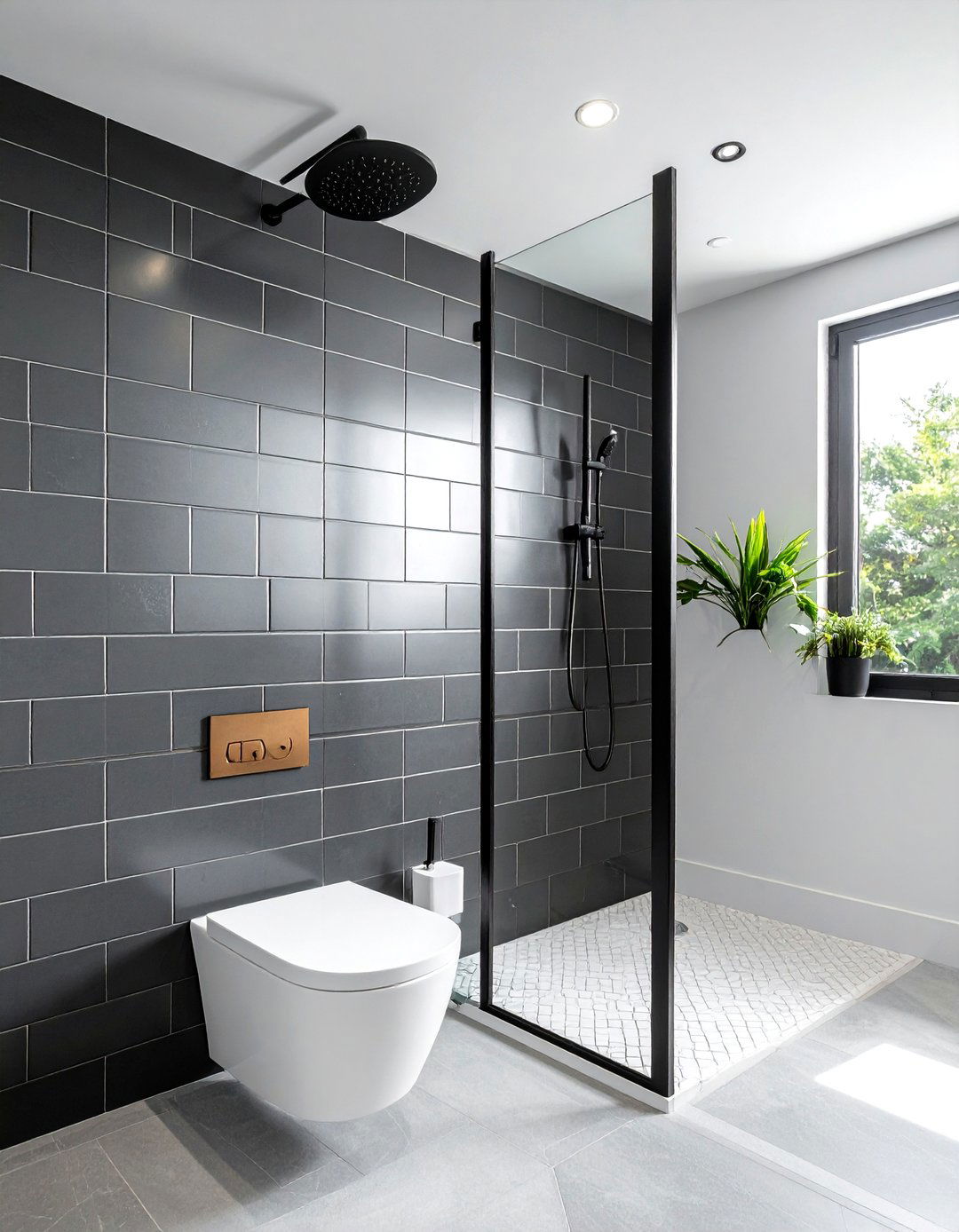 Charcoal subway tile - 30 charcoal bathroom ideas