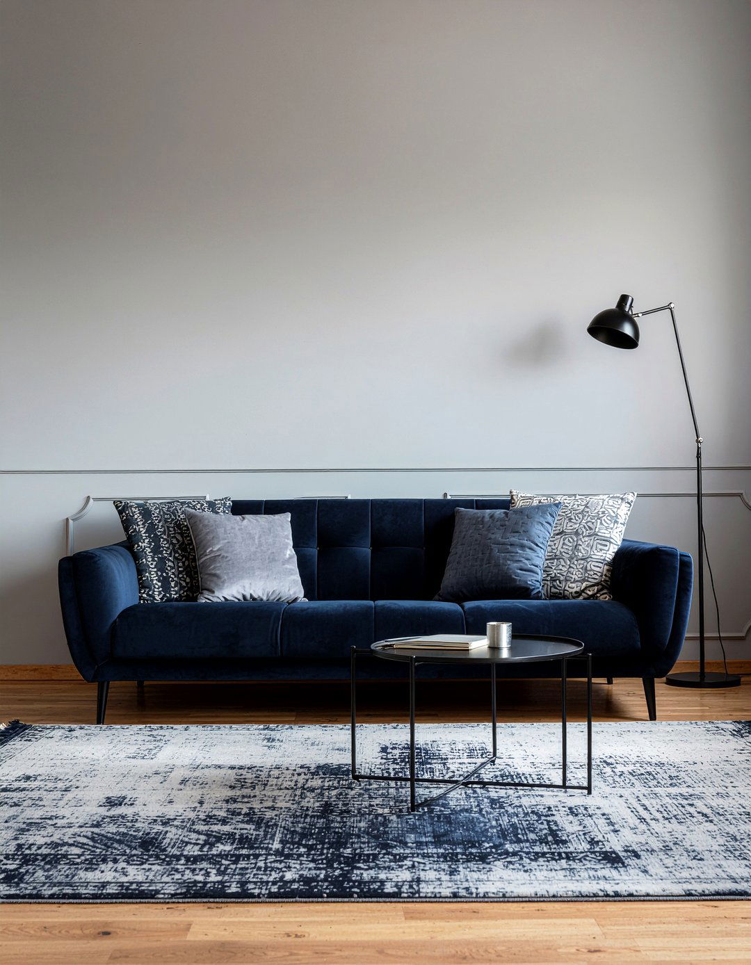 Charcoal velvet sofa - 30 velvet living room ideas