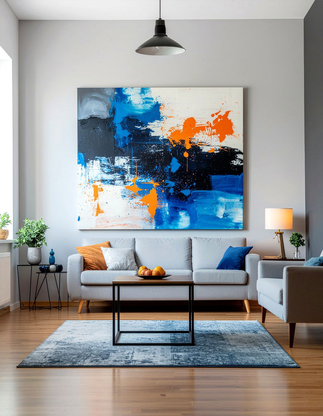 Charcoal wall abstract art display - 30 living room charcoal walls