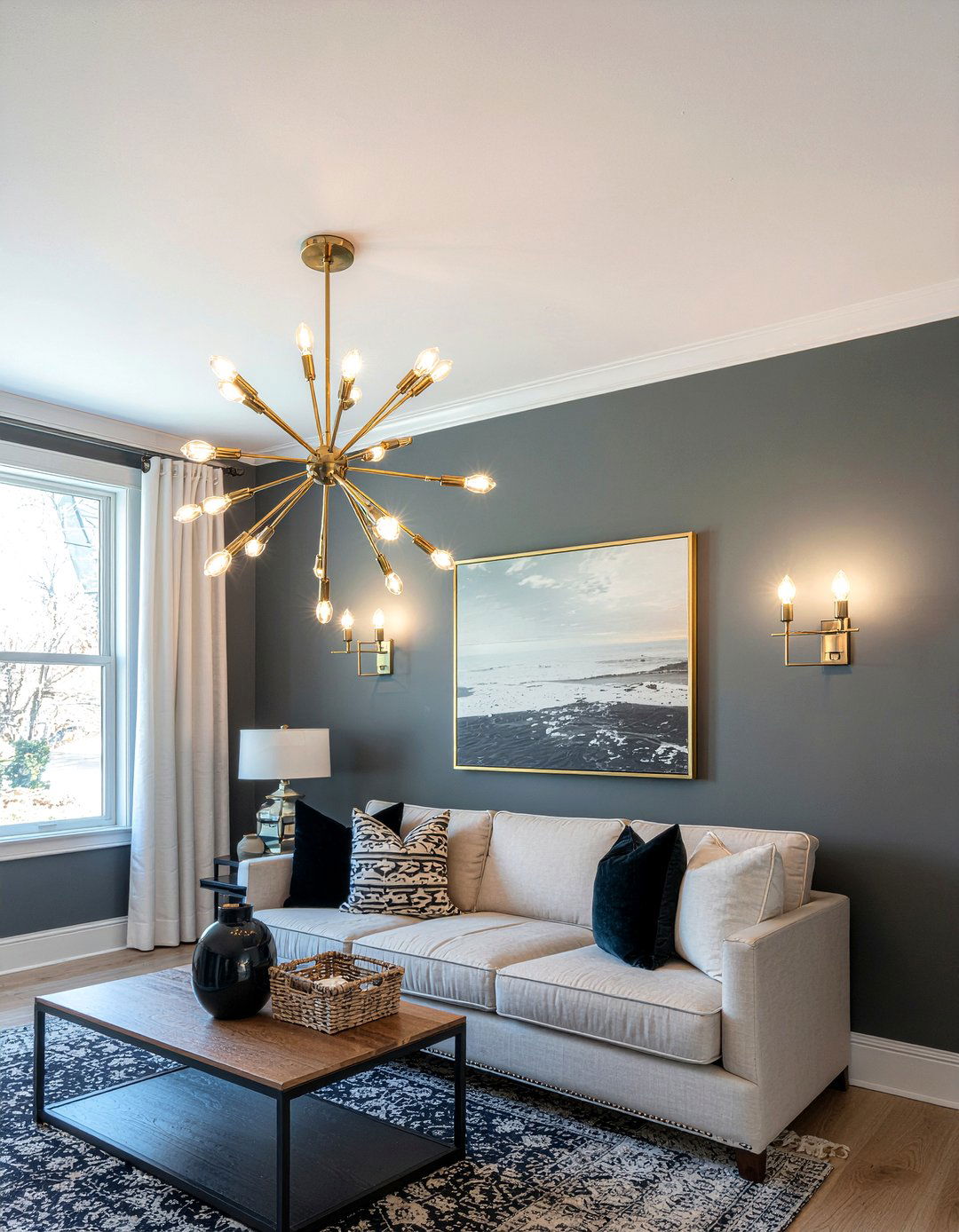 Charcoal wall brass lighting fixtures - 30 living room charcoal walls