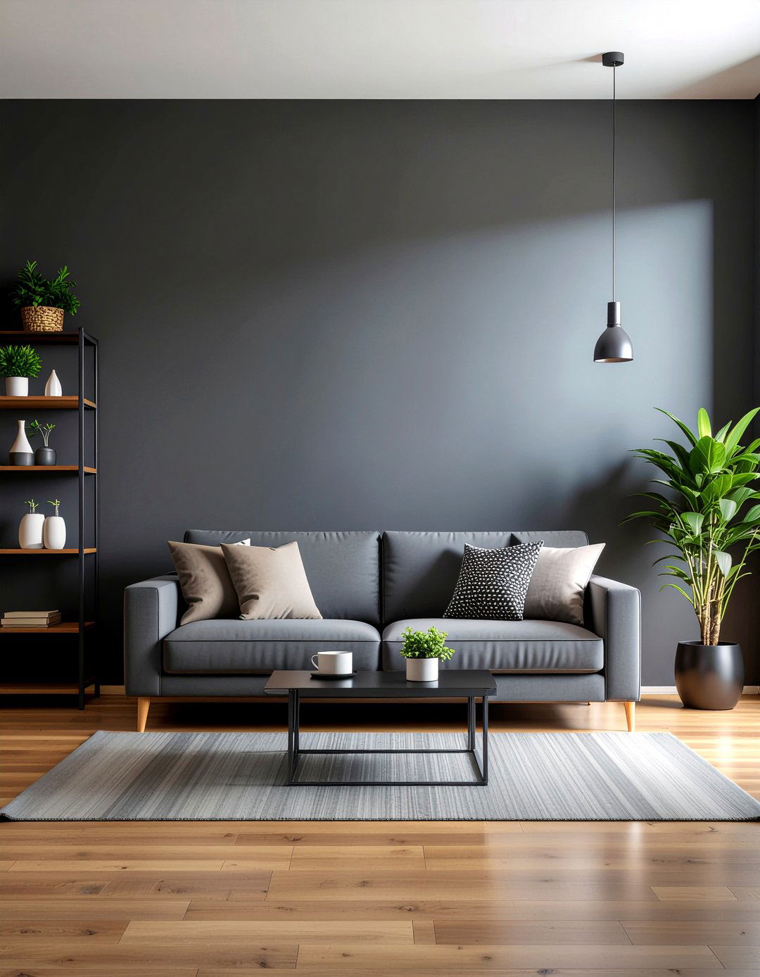 Charcoal wall minimalist living room - 30 living room charcoal walls