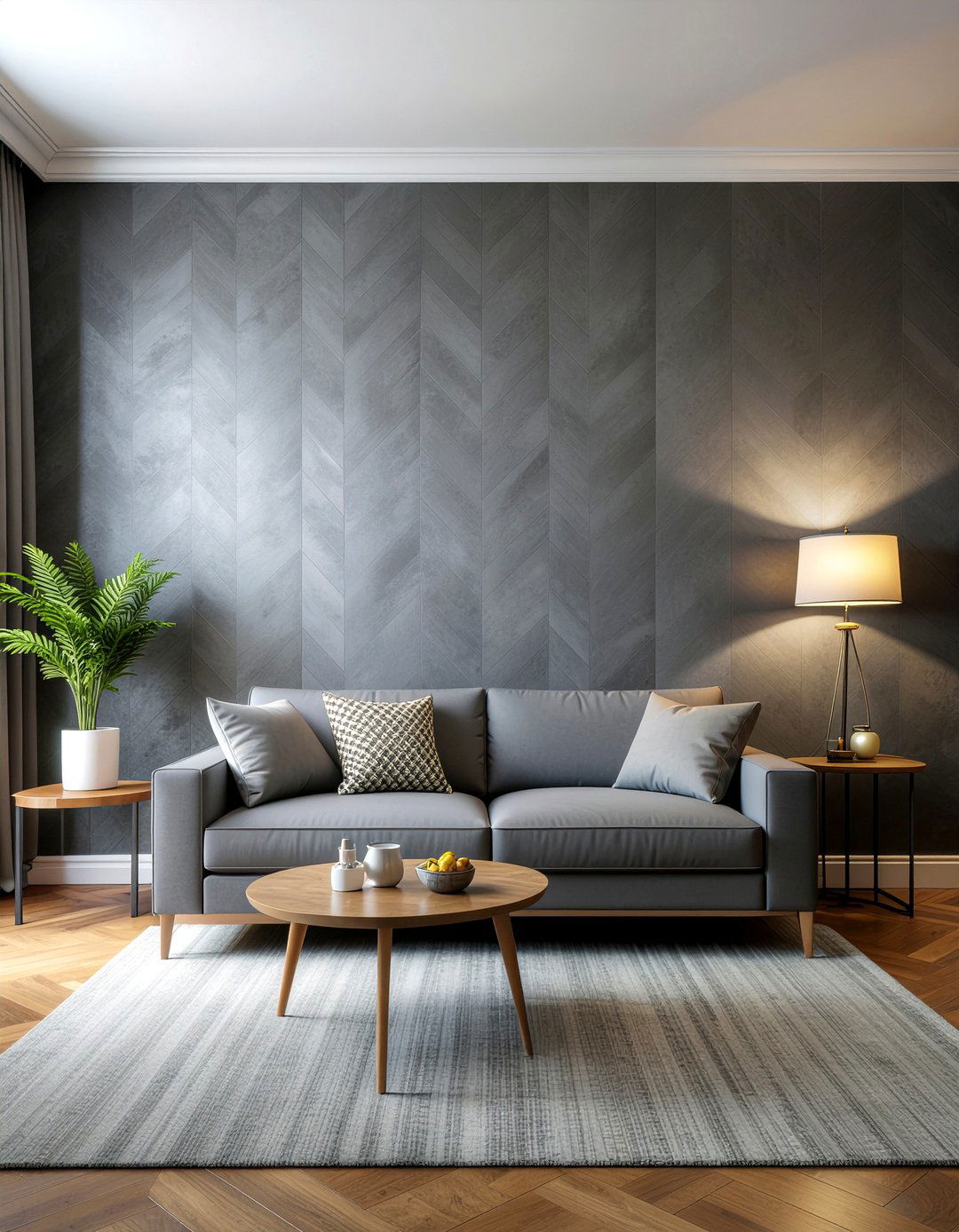 Charcoal wall textured wallpaper living room - 30 living room charcoal walls